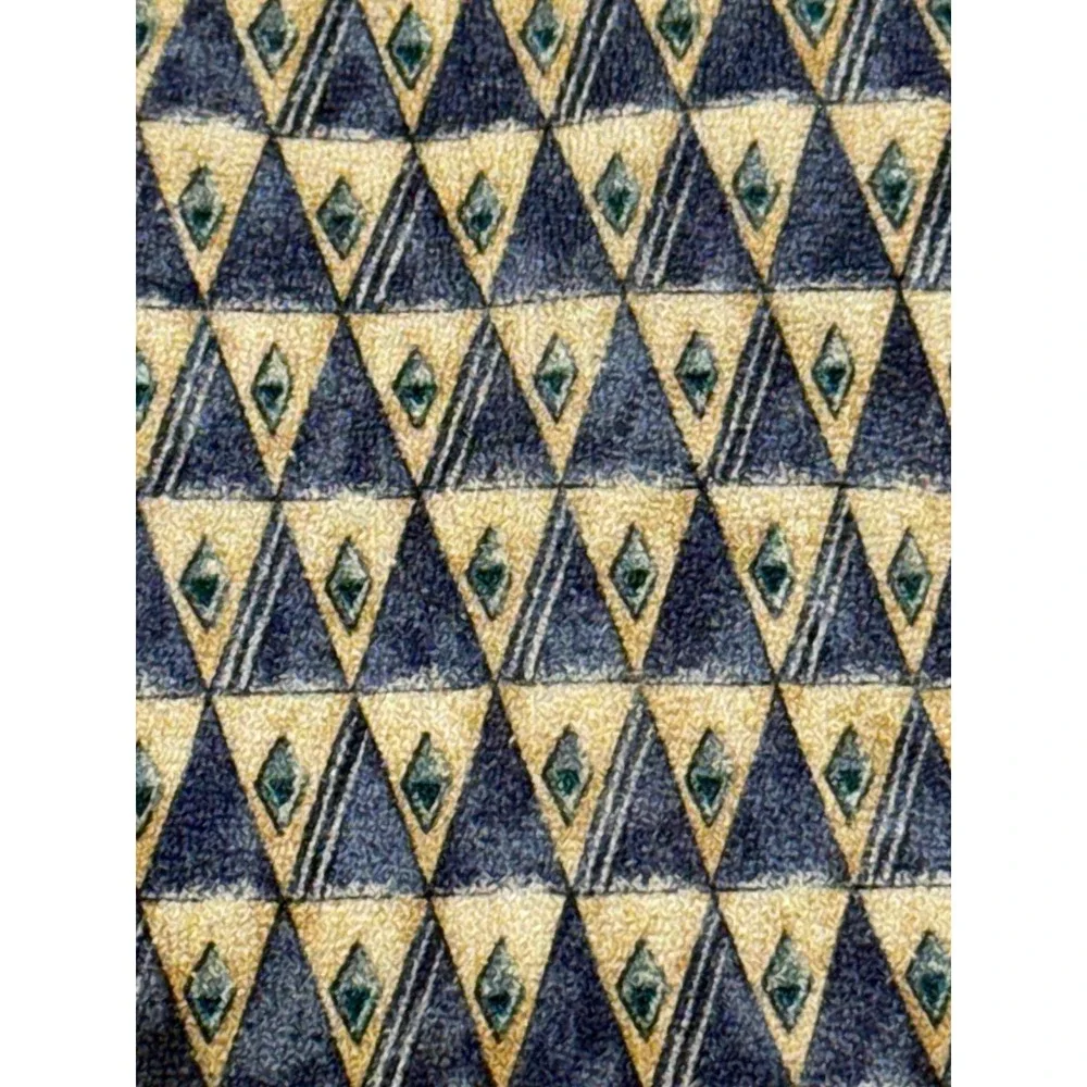Nordstrom Men's Necktie Silk Geometric Triangle Pattern Blue‎ Beige Italy